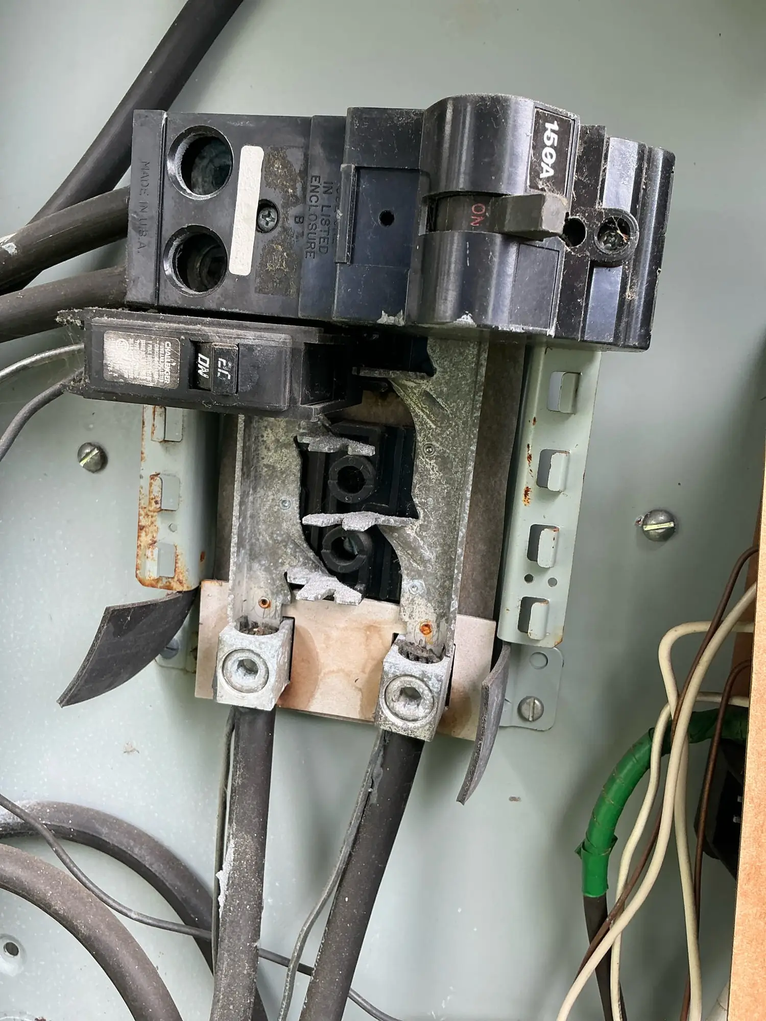 Panel components showing oxidation and aging