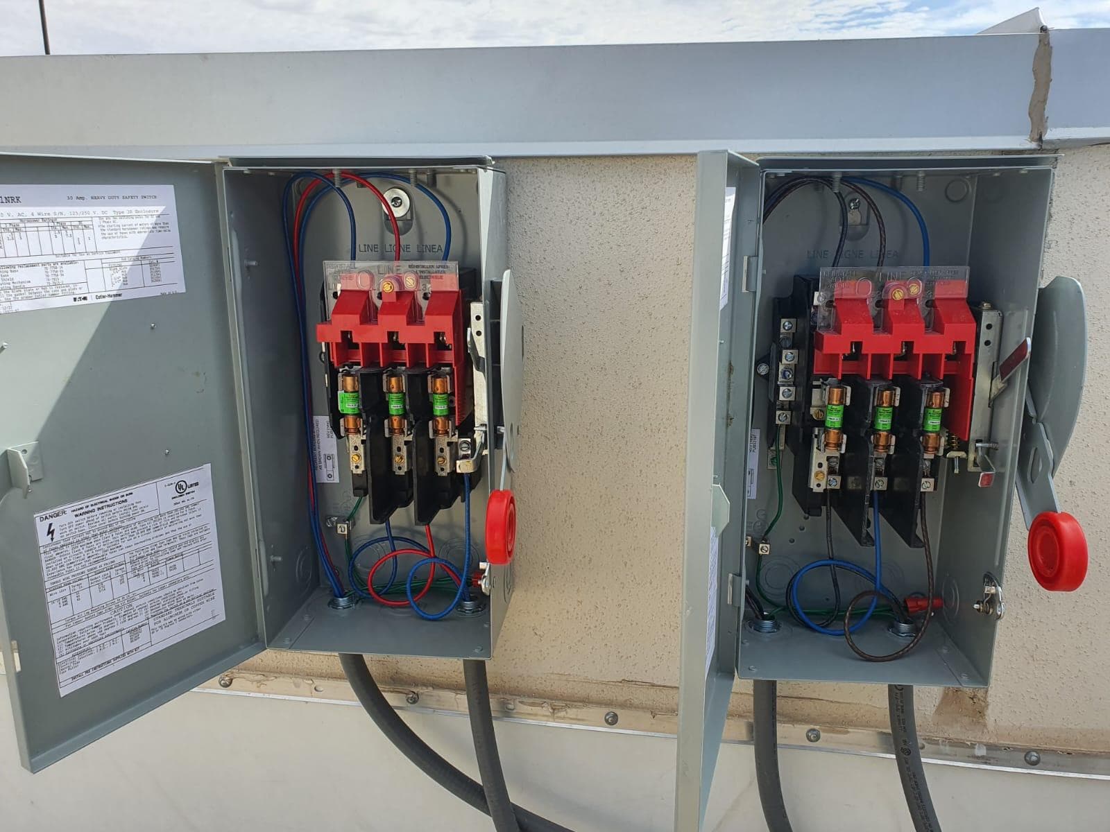 Completed electrical disconnect equipment with wiring organized