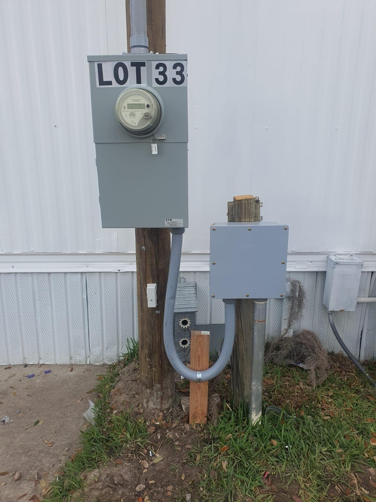 Exterior meter and service equipment on a building